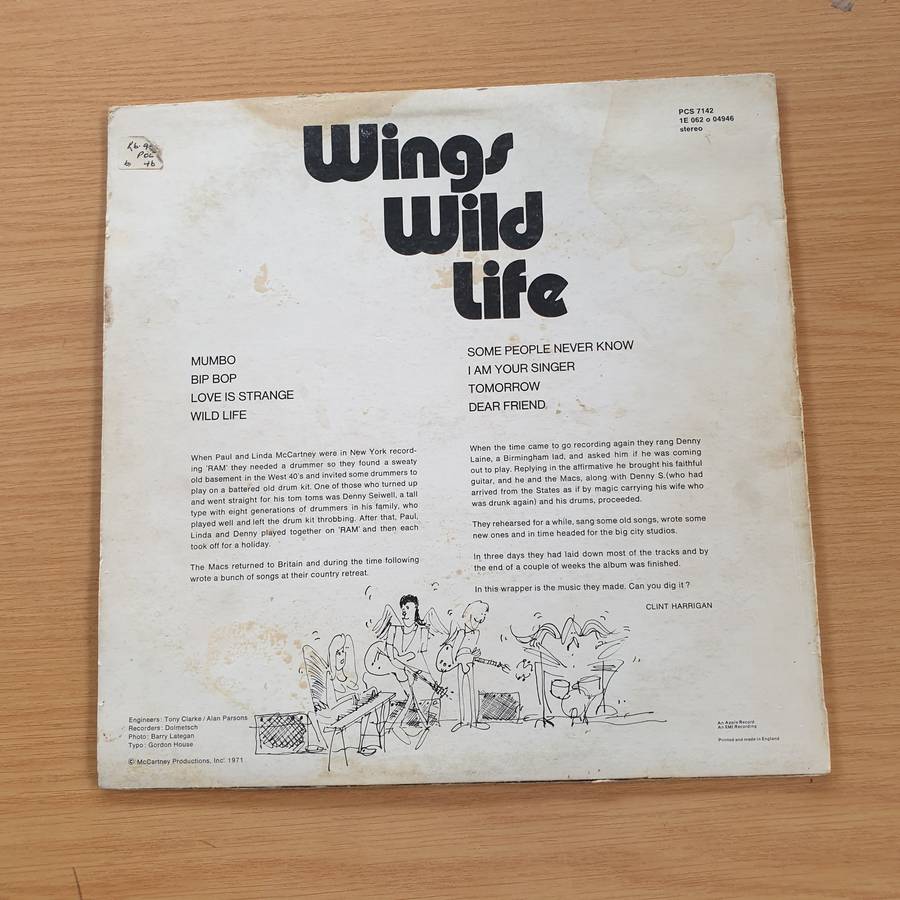 Wings (Paul McCartney)  Wild Life - Vinyl LP Record - Very-Good+ Quality (VG+)