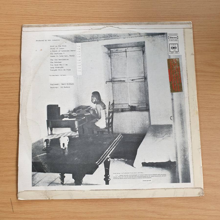 Leonard Cohen  Songs From A Room  - Vinyl LP Record  (VG+)