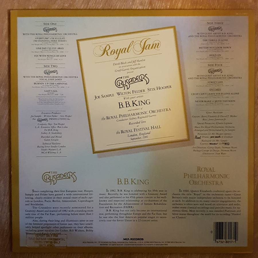 The Crusaders With B.B. King & The Royal Philharmonic Orchestra  Royal Jam -  Vinyl LP Reco...