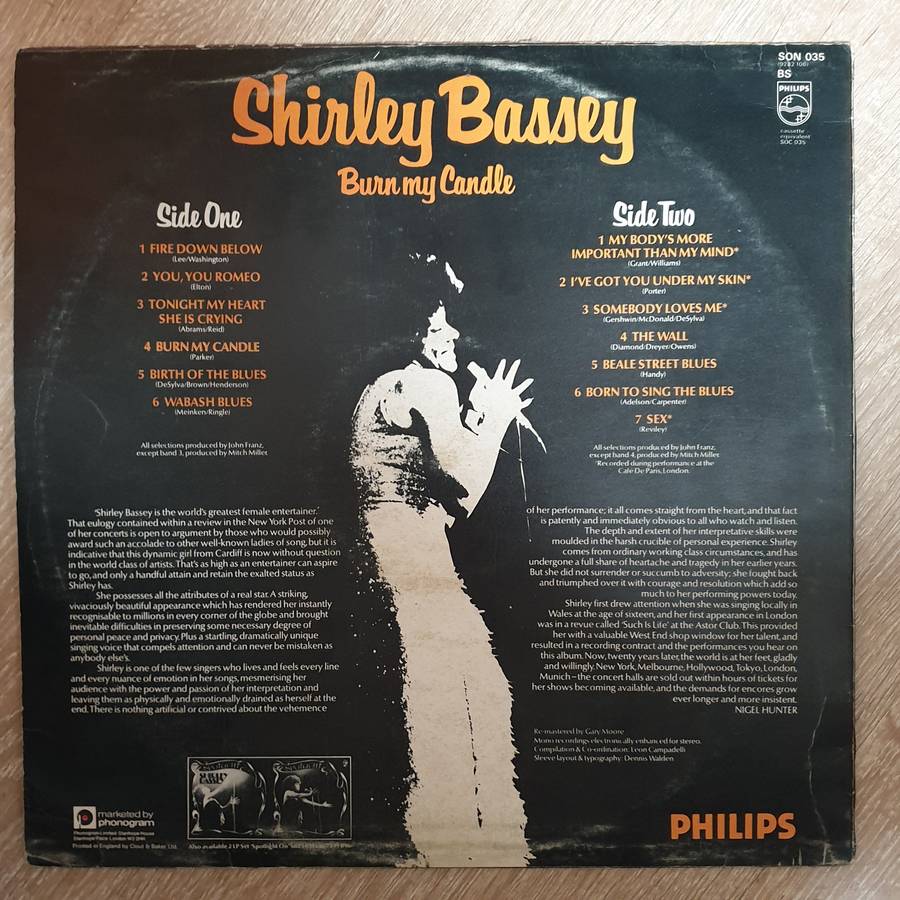 Shirley Bassey  Burn My Candle -  Vinyl LP Record - Opened  - Very-Good+ Quality (VG+)