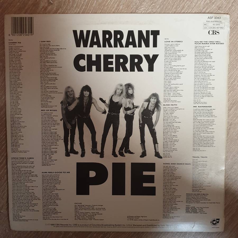 Warrant  Cherry Pie - Vinyl LP Record - Opened  - Very-Good+ Quality (VG+)