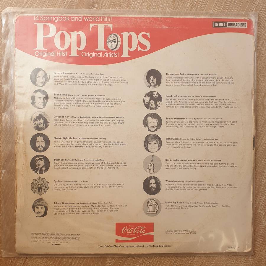 Coca Cola Pop Tops - 14 Original Hits - Vinyl LP Record - Good+ Quality (G+)