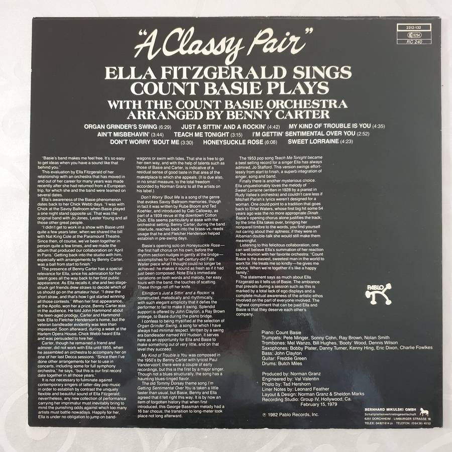 Ella Fitzgerald Sings Count Basie Plays With The Count Basie Orchestra  A Classy Pair - ...