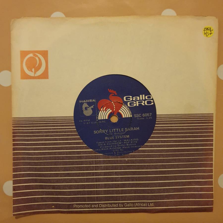 Blue System  Sorry Little Sarah -  Vinyl 7" Record - Very-Good+ Quality (VG+)