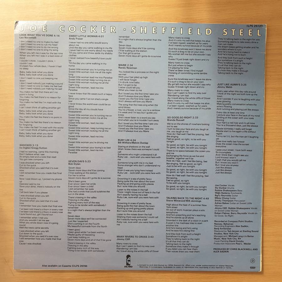 Joe Cocker - Sheffield Steel - Vinyl LP Record - Very-Good+ Quality (VG+) (verygoodplus)