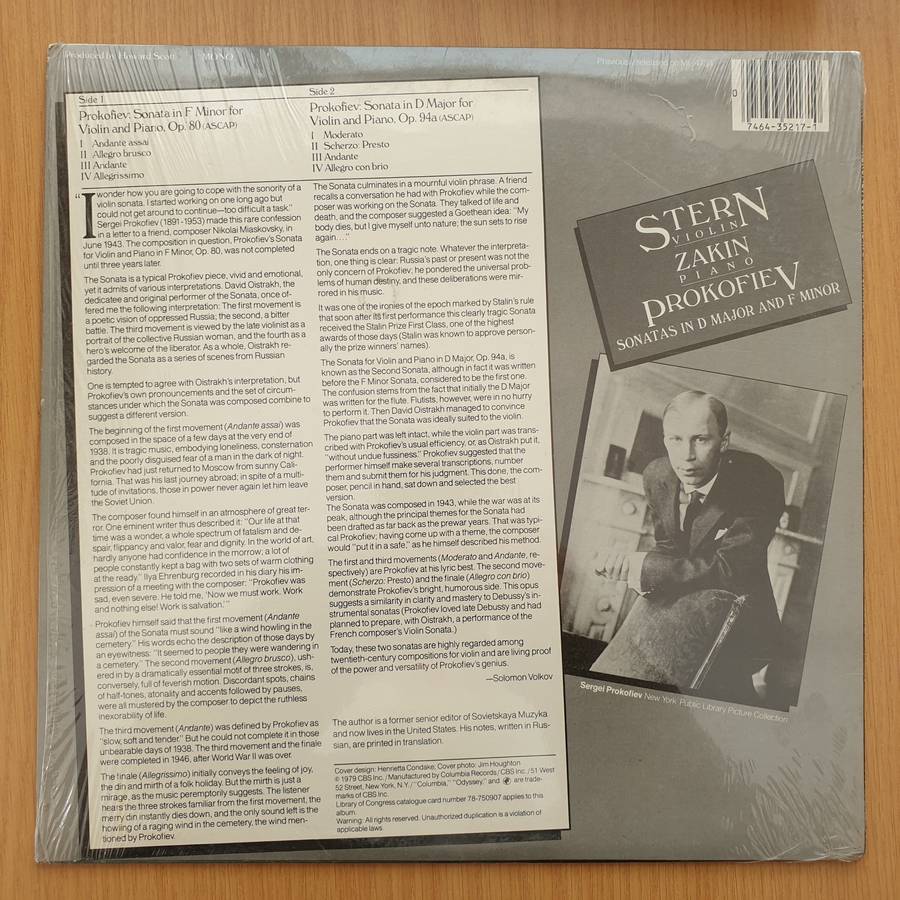 Prokofiev - Stern (Violin) , Zakin (Piano)  Sonatas In D Major & F Minor - Vinyl LP Record - V...