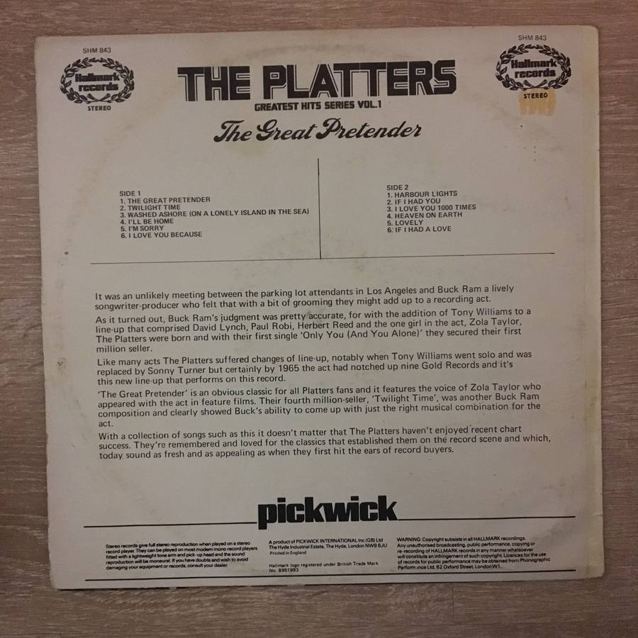 The Platters  Greatest Hits Vol 1 - The Great Pretender - Vinyl LP Record - Opened  - Very-...