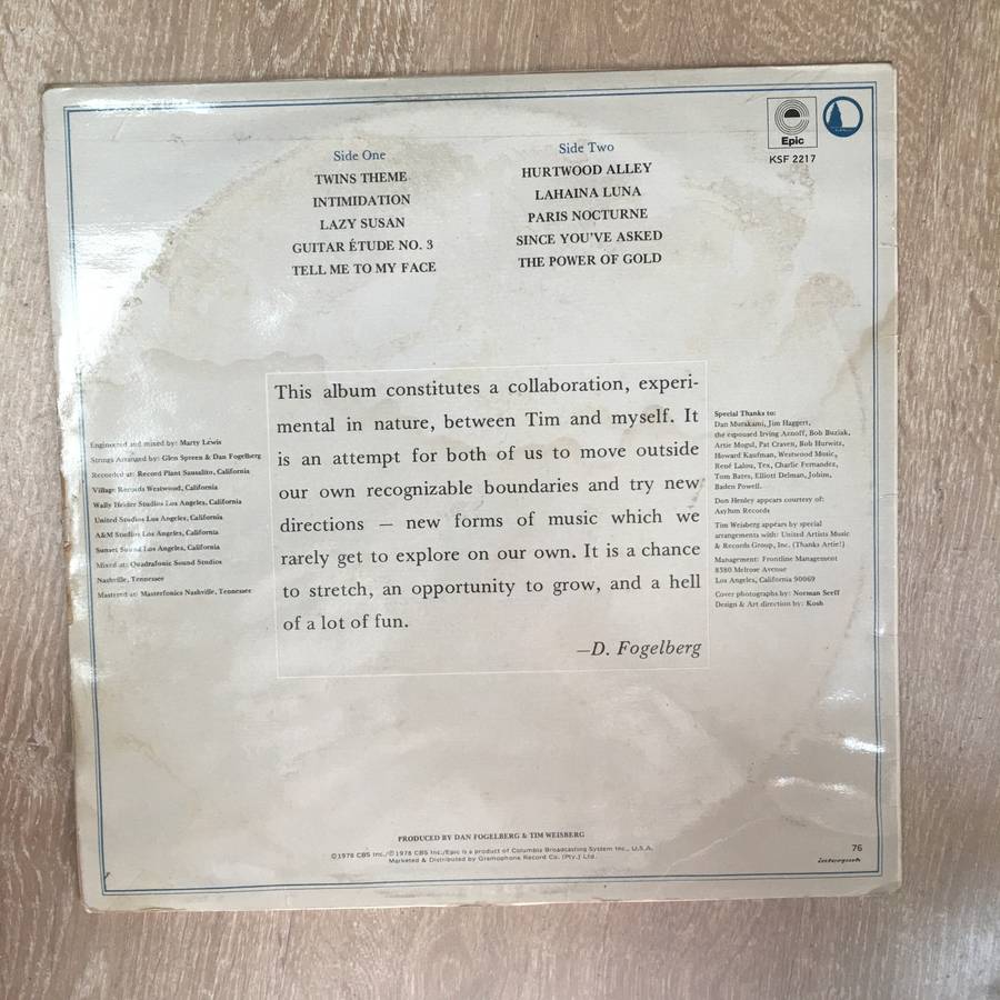 Dan Fogelberg and Tim Weisberg - Twin Sons Of Different Mothers - Vinyl LP Record - Opened  - Ver...
