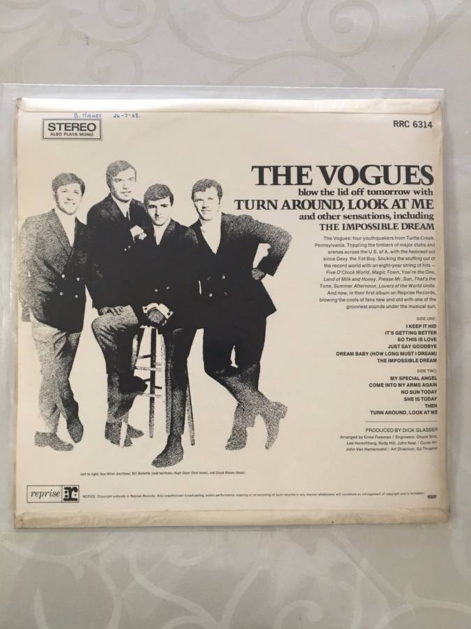 The Vogues - Turn Around and Look at Me  - Vinyl LP Record - Very-Good+ Quality (VG+)