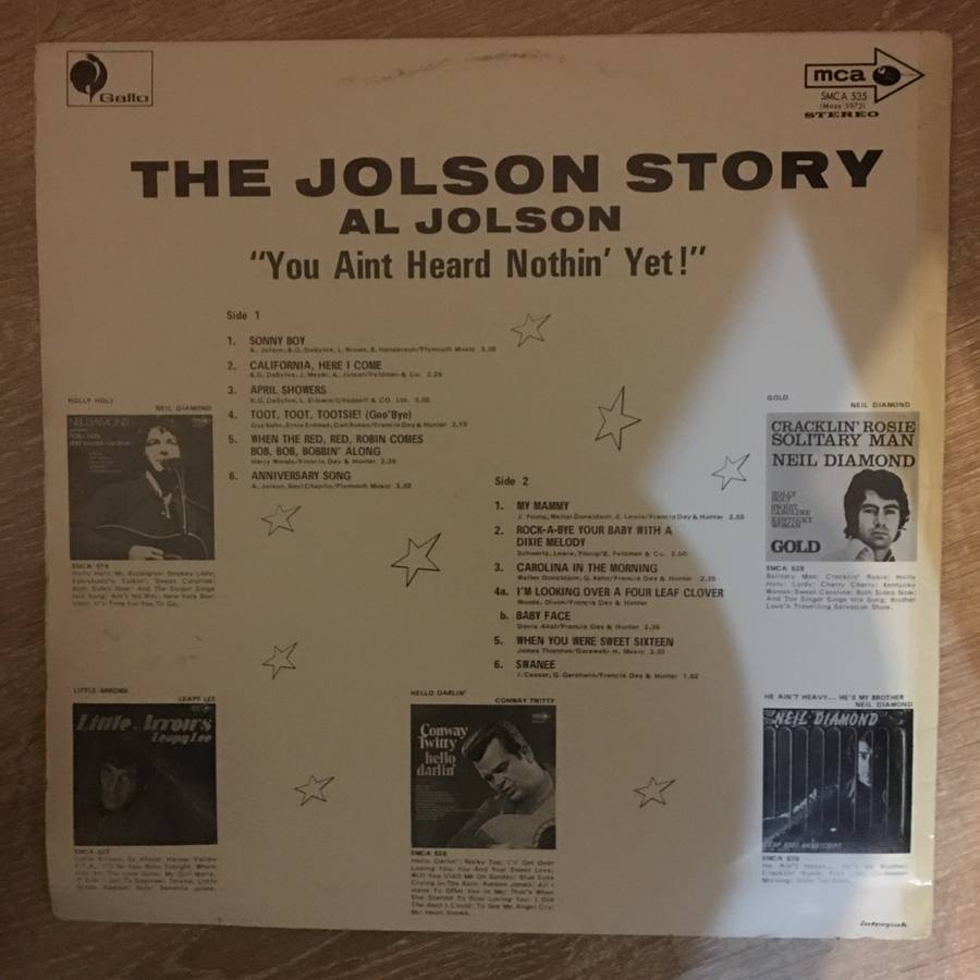 The Jolson Story  - Vinyl LP Record - Opened  - Very-Good- Quality (VG-)