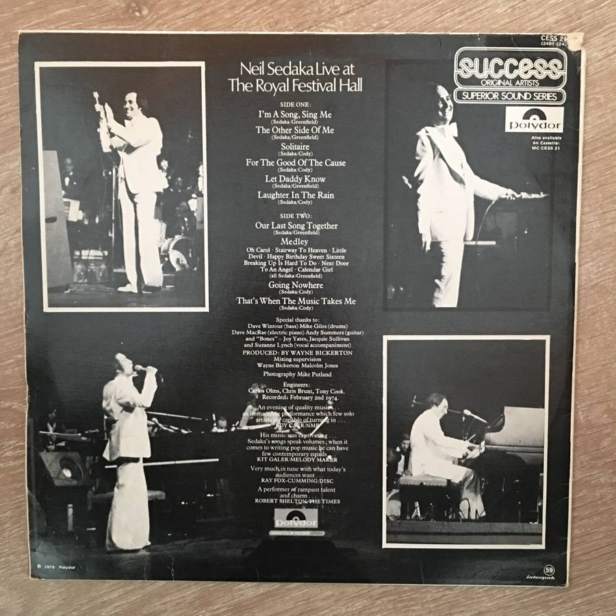 Neil Sedaka With The Royal Philharmonic Orchestra  Live At The Royal Festival Hall - Vinyl ...