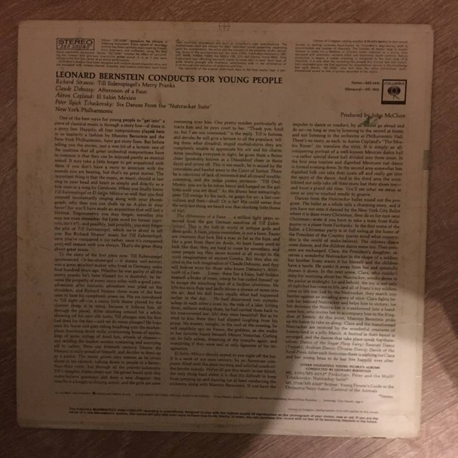 Leonard Bernstein  Bernstein Conducts For Young People/ New York Philharmonic - Vinyl LP Re...