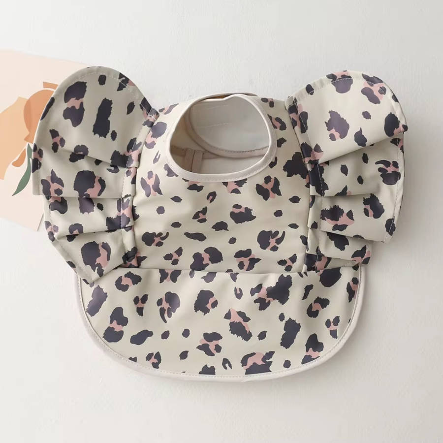 Ruffle bib - Leopard print beige