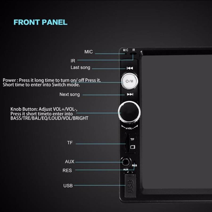 7010B HD 2 Din 7 inch Car Bluetooth Radio Receiver MP5 Player, Support FM & USB & TF Card, 7010B