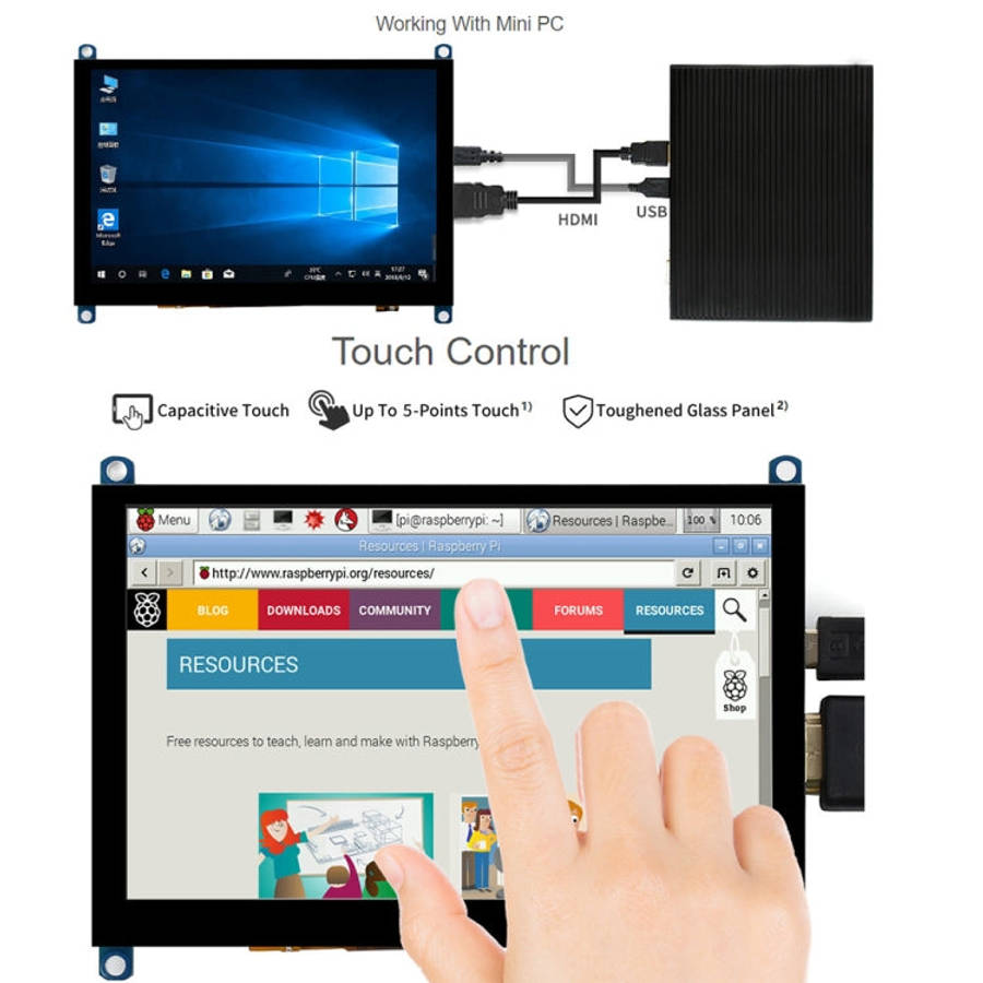 Waveshare 5 inch Slimmed-down Version 800 x 480 Toughened Glass Panel Capacitive Touch Screen LCD...