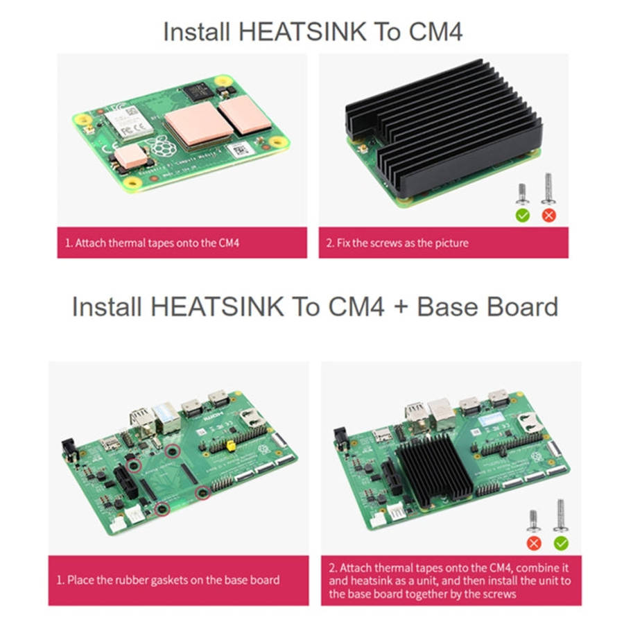 WAVESHARE Aluminum Heatsink for Raspberry Pi CM4, with Antenna Notch