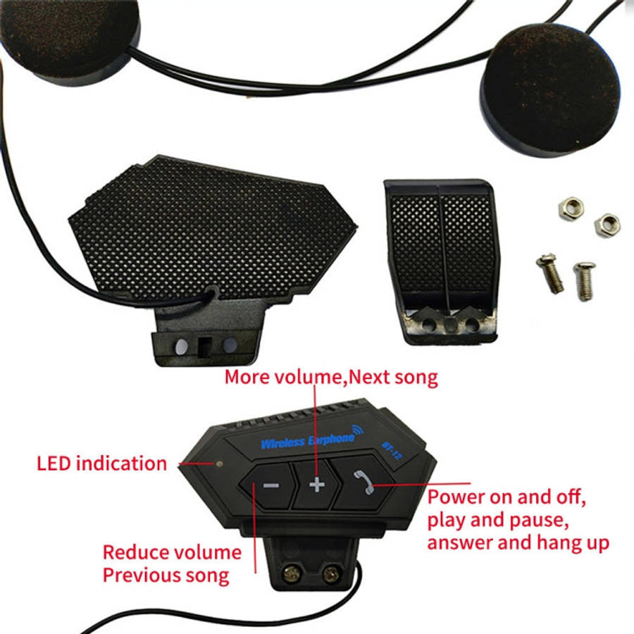 BT12 Motorcycle Helmet Bluetooth Headset Motorcycle Intercom Bluetooth Headset, BT12