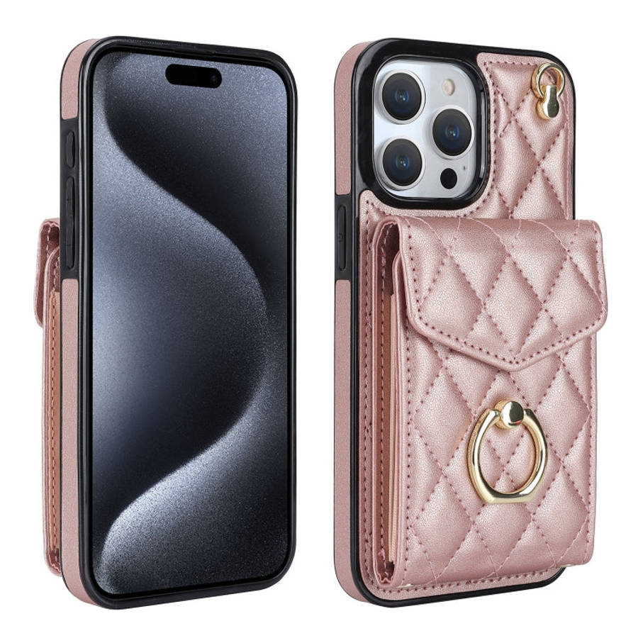 Rhombic Texture Card Bag Phone Case with Long Lanyard, For iPhone 18 Pro / 17 Pro, For iPhone 18 ...