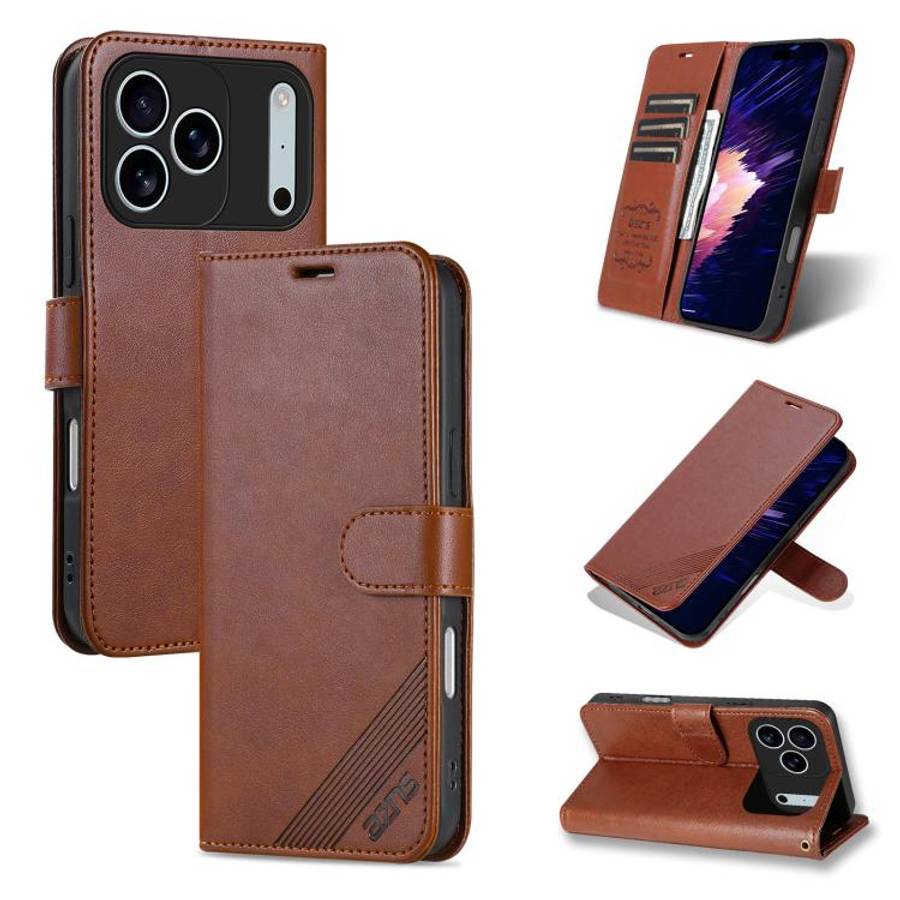 AZNS Sheepskin Texture Flip Leather Phone Case, For iPhone 18 Pro, For iPhone 18 Pro Max, For iPh...