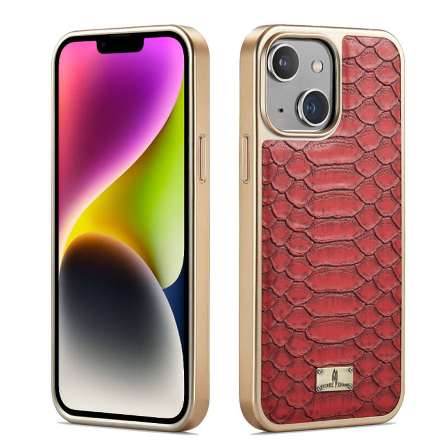 Fierre Shann Python Texture Electroplating PU Phone Case, For iPhone 14 Plus, For iPhone 14, For ...