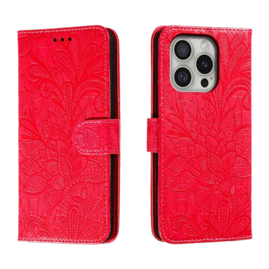Lace Flower Embossing Flip Leather Phone Case, For iPhone 18 Pro / 17 Pro, For iPhone 18 Pro Max ...