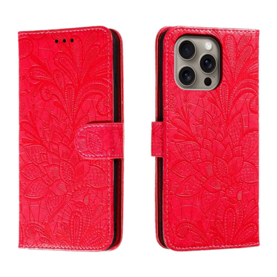 Lace Flower Embossing Flip Leather Phone Case, For iPhone 18 Pro / 17 Pro, For iPhone 18 Pro Max ...