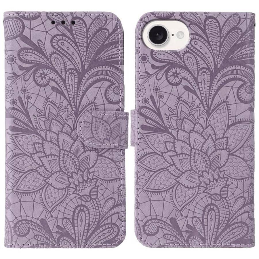 Lace Flower Embossing Flip Leather Phone Case, For iPhone 18 Pro / 17 Pro, For iPhone 18 Pro Max ...