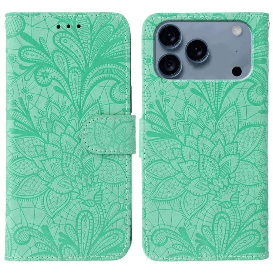 Lace Flower Embossing Flip Leather Phone Case, For iPhone 18 Pro / 17 Pro, For iPhone 18 Pro Max ...