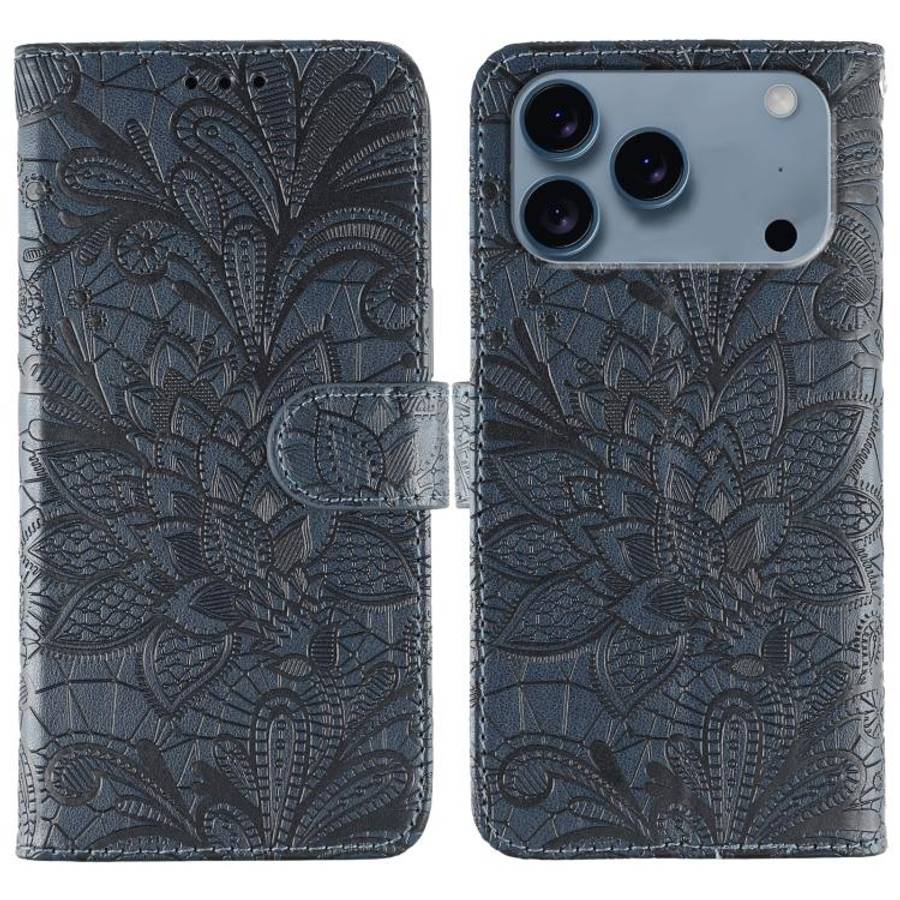 Lace Flower Embossing Flip Leather Phone Case, For iPhone 18 Pro / 17 Pro, For iPhone 18 Pro Max ...