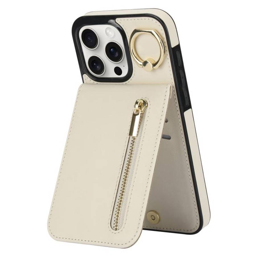 Retro Ring and Zipper RFID Card Slot Phone Case, For iPhone 16 Pro, For iPhone 16 Plus, For iPhon...