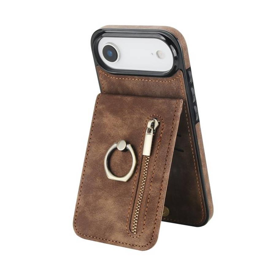 Retro Ring and Zipper RFID Card Slot Phone Case, For iPhone 18 Pro / 17 Pro, For iPhone 18 Pro Ma...