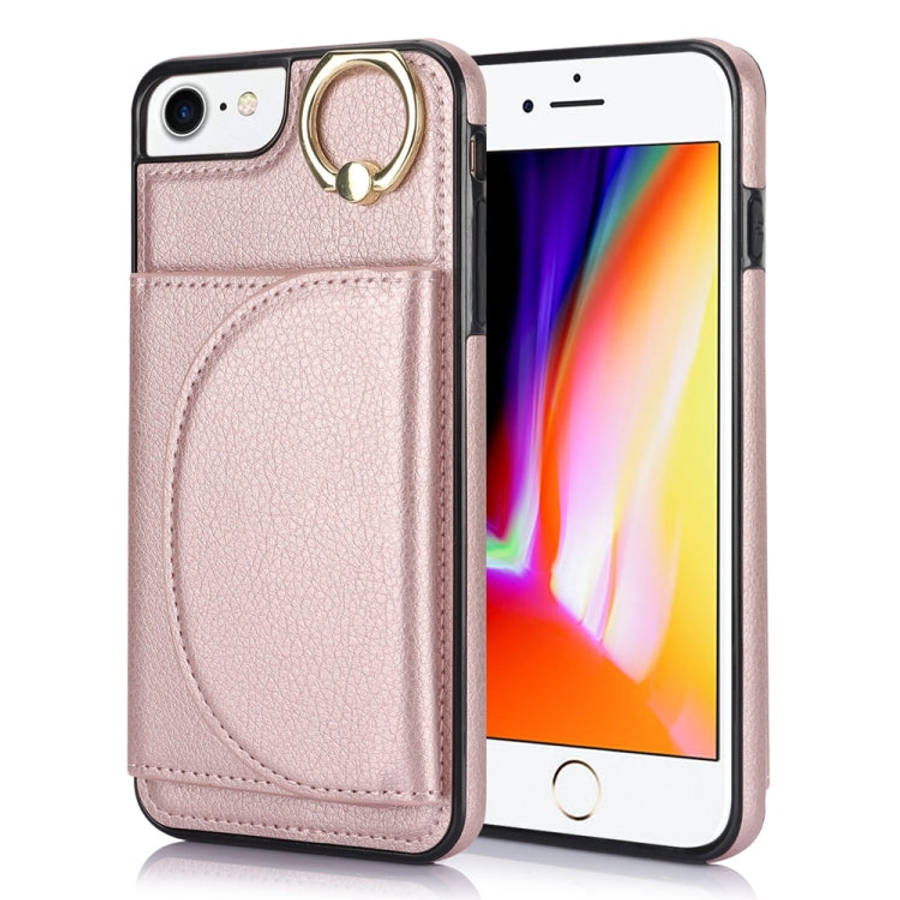 Ring Holder Card Bag Skin Feel Phone Case, For iPhone 14 Pro Max, For iPhone SE 2022 / 2020 / 8 /...