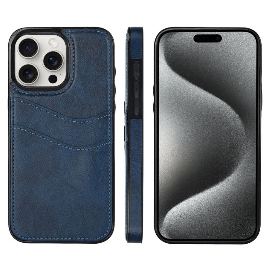 Litchi Leather Skin Card Slots Phone Case, For iPhone 15 Pro Max, For iPhone 15 Pro, For iPhone 1...