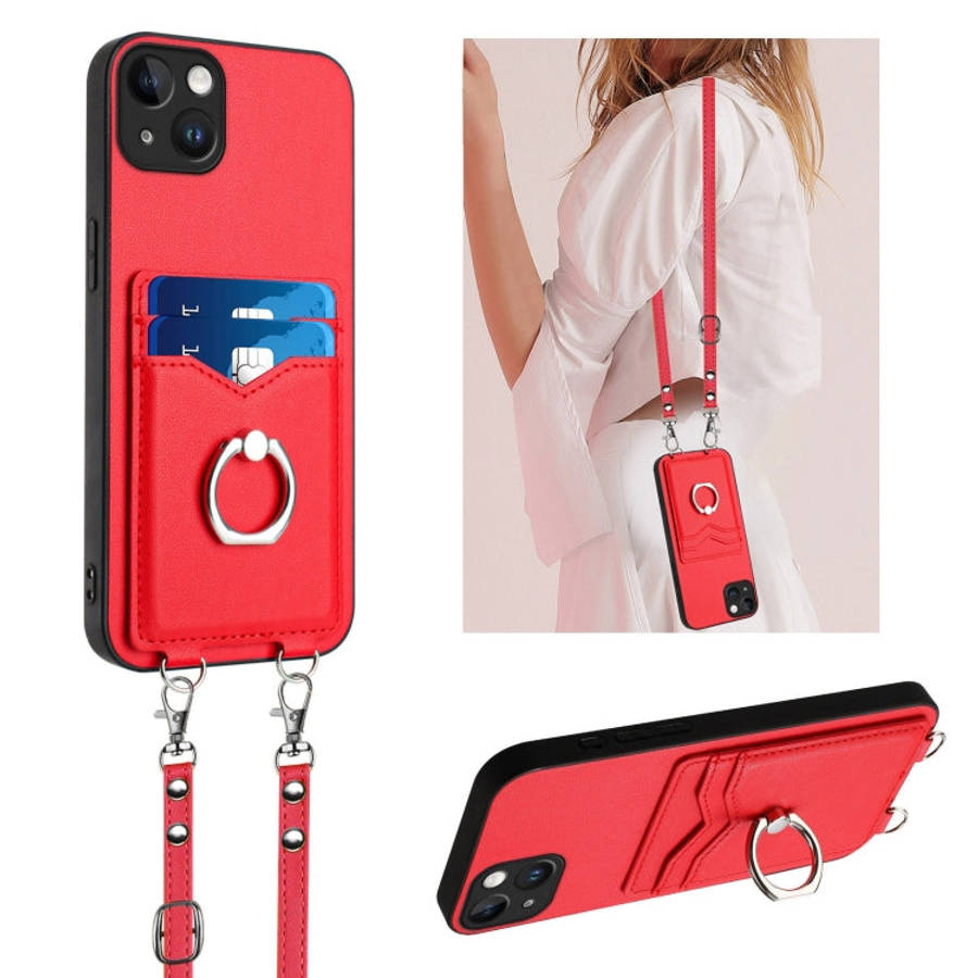 R20 Crossbody Rope Ring Card Holder Phone Case, For iPhone 18 Pro / 17 Pro, For iPhone 18 Pro Max...