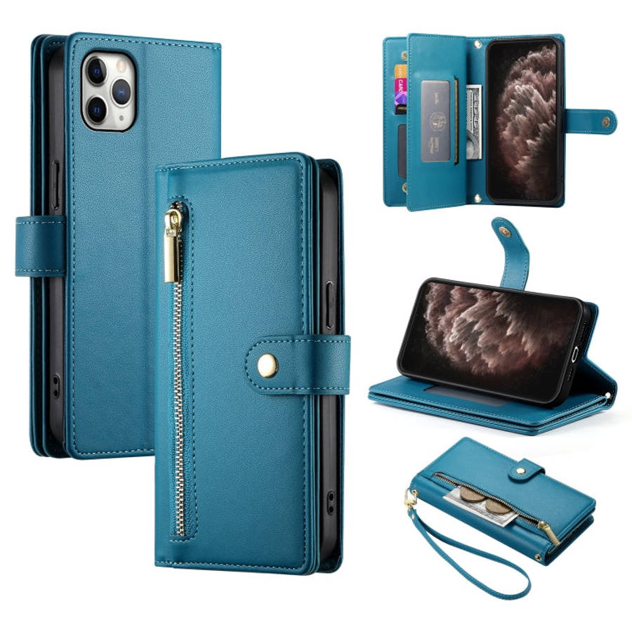 Nine Card-slot Zipper Wallet Bag Leather Phone Case, For iPhone 11 Pro Max, For iPhone 11, For iP...