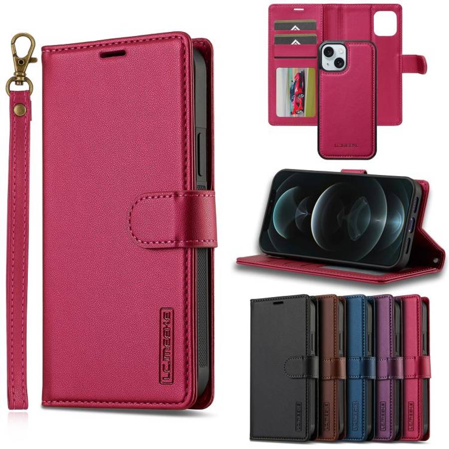 LC.IMEEKE L2 Series Detachable Magsafe PU Phone Case with Lanyard, For iPhone 15 Pro, For iPhone ...