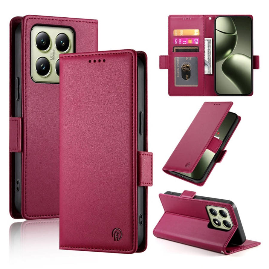 Side Buckle Magnetic Frosted Leather Phone Case, For Xiaomi 14T