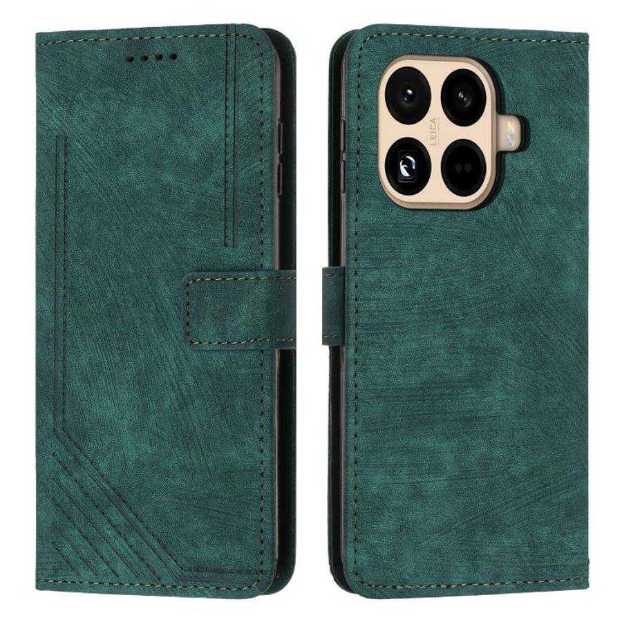 Skin Feel Stripe Pattern Leather Phone Case with Lanyard, For Xiaomi 17 Ultra, For Xiaomi 17 Pro ...