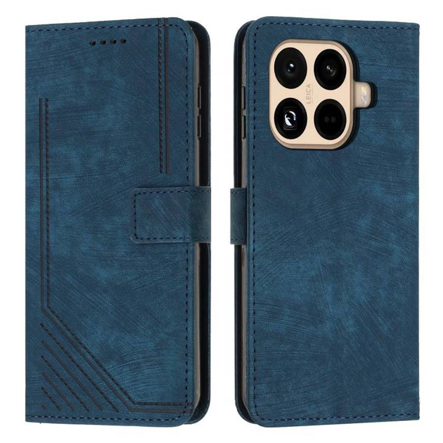 Skin Feel Stripe Pattern Leather Phone Case with Lanyard, For Xiaomi 17 Ultra, For Xiaomi 17 Pro ...