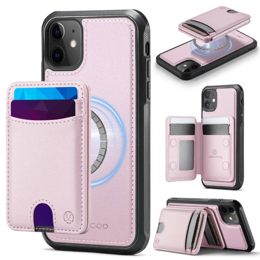 JEEHOOD J10 Flip Card Bag MagSafe Split RFID Leather Phone Case, For iPhone 14 Pro Max, For iPhon...