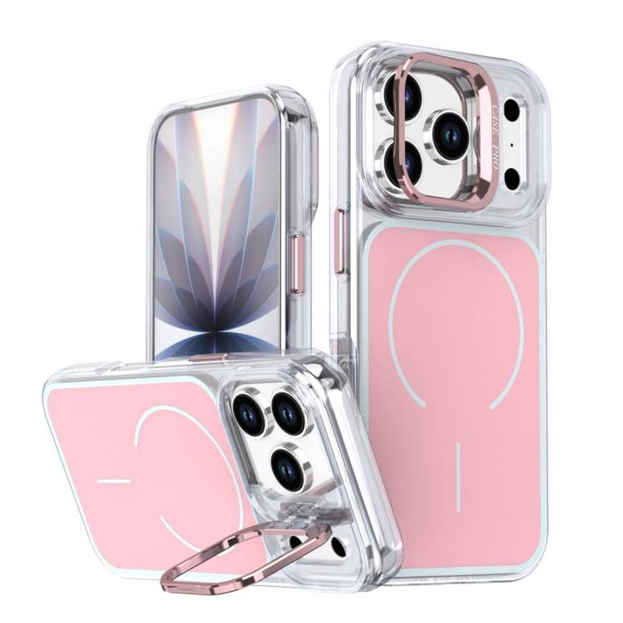 Bright Color Blocking Camera Bracket Magnetic Phone Case, For iPhone 18 Pro, For iPhone 18 Pro Ma...