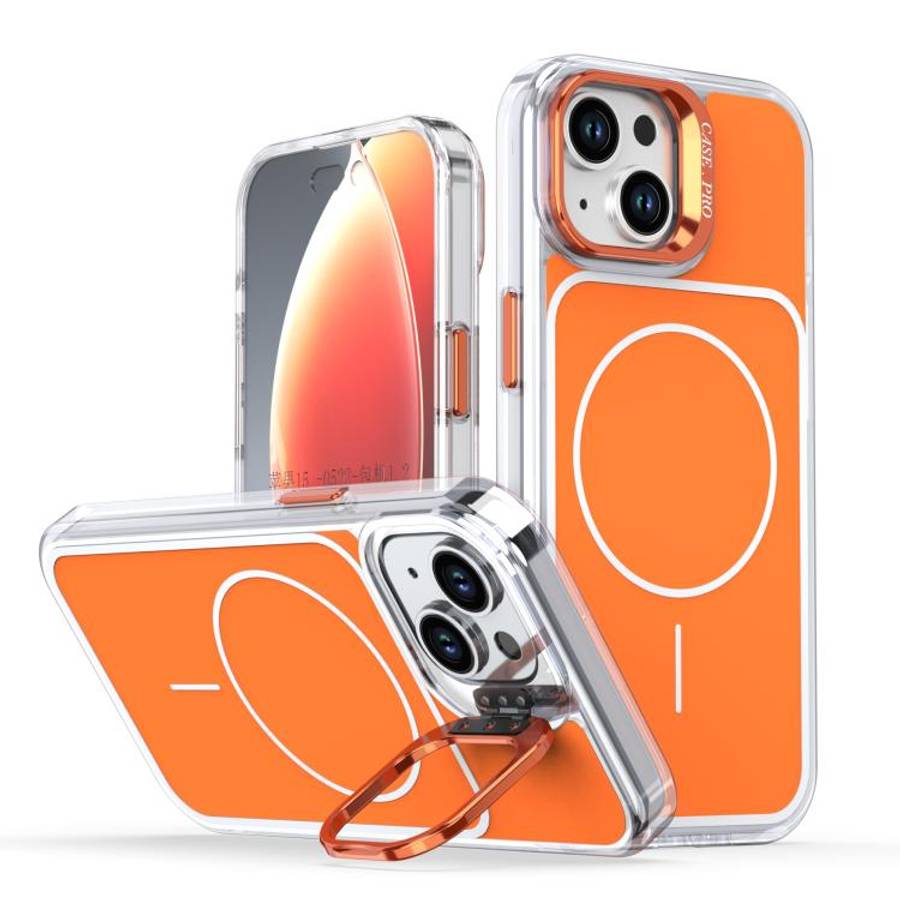 Bright Color Blocking Camera Bracket Magnetic Phone Case, For iPhone 18 Pro, For iPhone 18 Pro Ma...