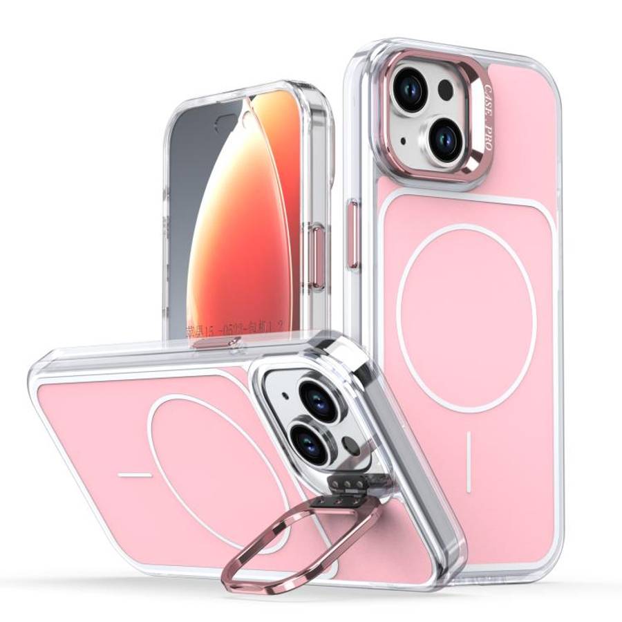 Bright Color Blocking Camera Bracket Magnetic Phone Case, For iPhone 18 Pro, For iPhone 18 Pro Ma...