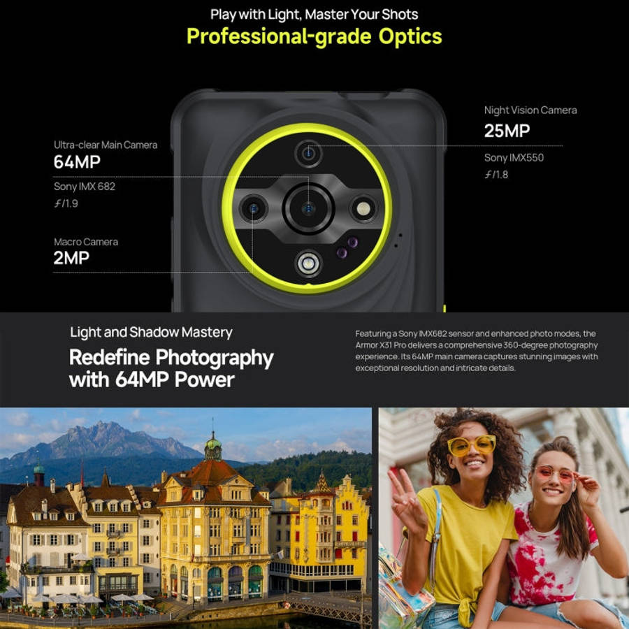Ulefone Armor X31 Pro 5G, 8GB+256GB, Night Vision, IP68/IP69K Rugged Phone, 6.56 inch Android 14 ...