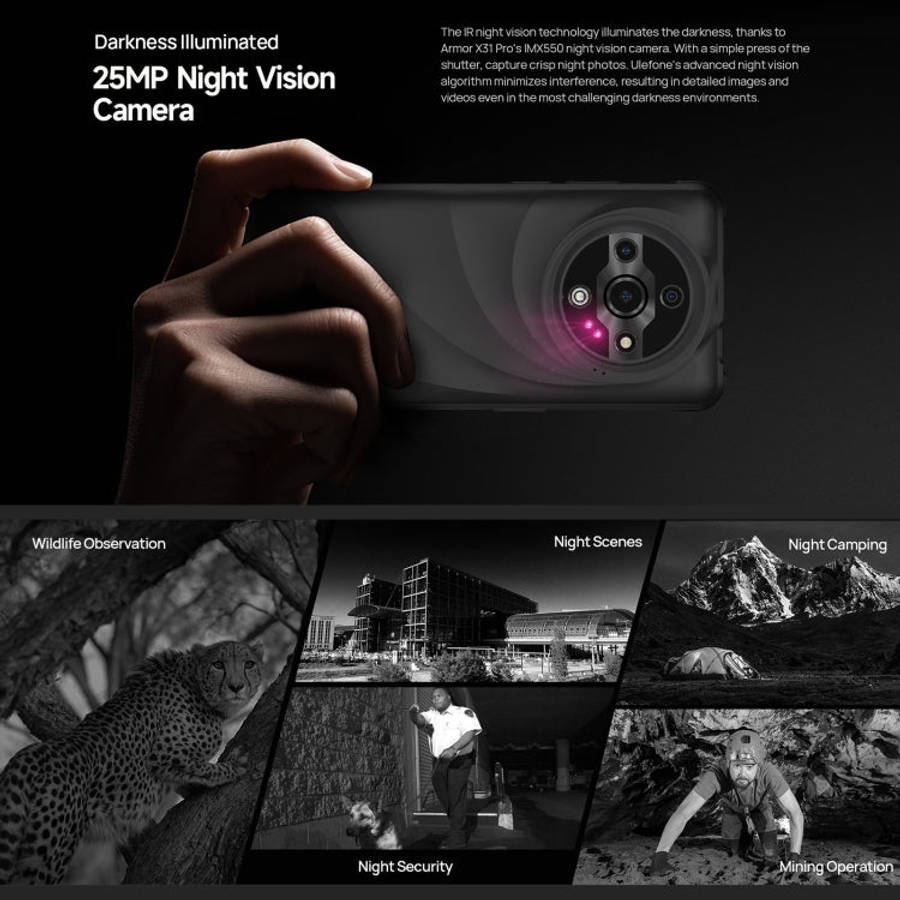 Ulefone Armor X31 Pro 5G, 8GB+256GB, Night Vision, IP68/IP69K Rugged Phone, 6.56 inch Android 14 ...
