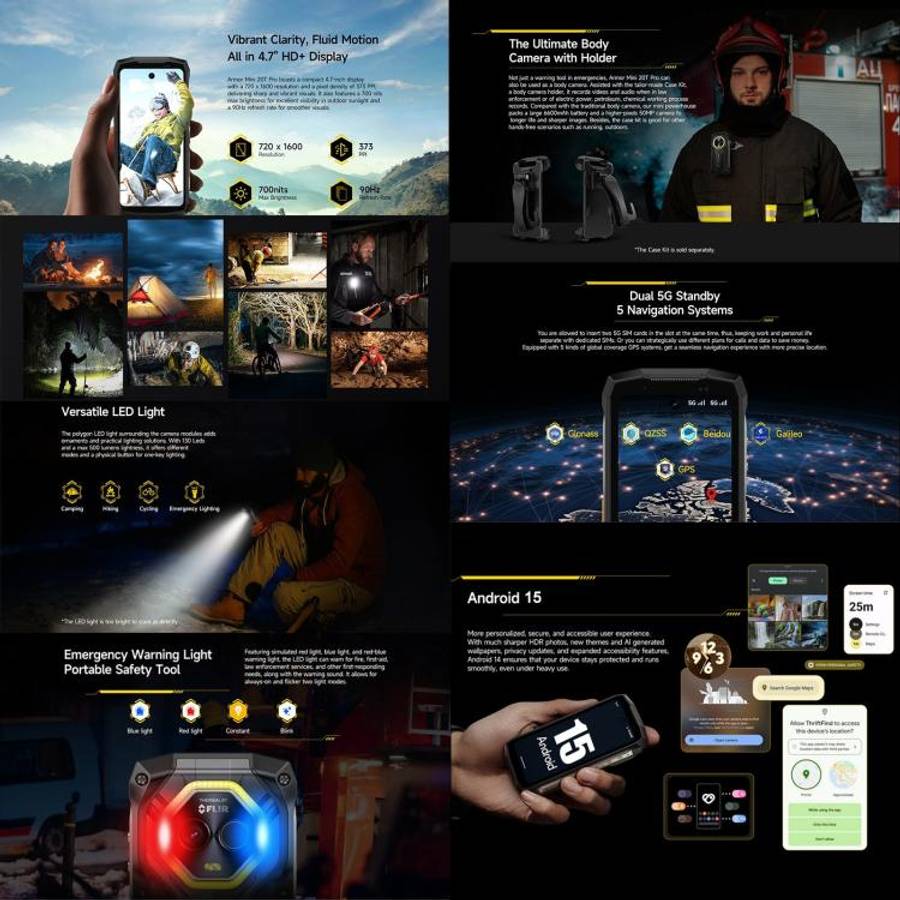 Ulefone Armor Mini 20T Pro, Thermal Imaging, 8GB+256GB, IP68/IP69K Rugged Phone, 4.7 inch Android...