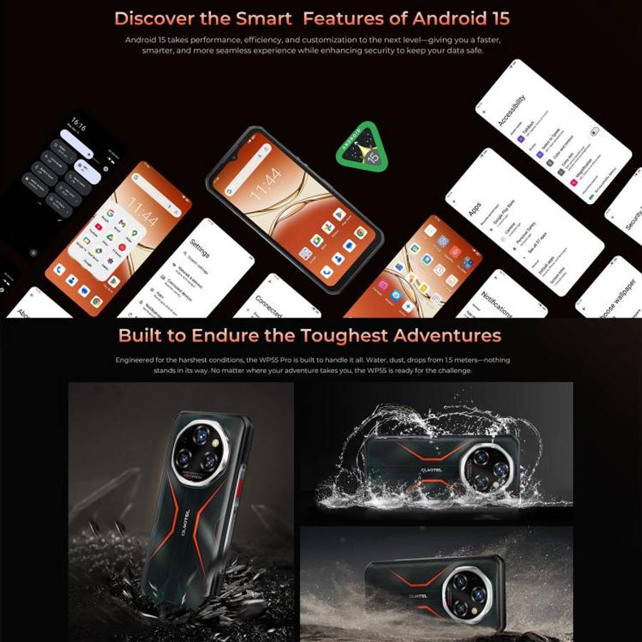 Oukitel WP55 Pro 5G Rugged Phone, 16GB+512GB, 108MP Camera, Fingerprint Identification, 6.6 inch ...