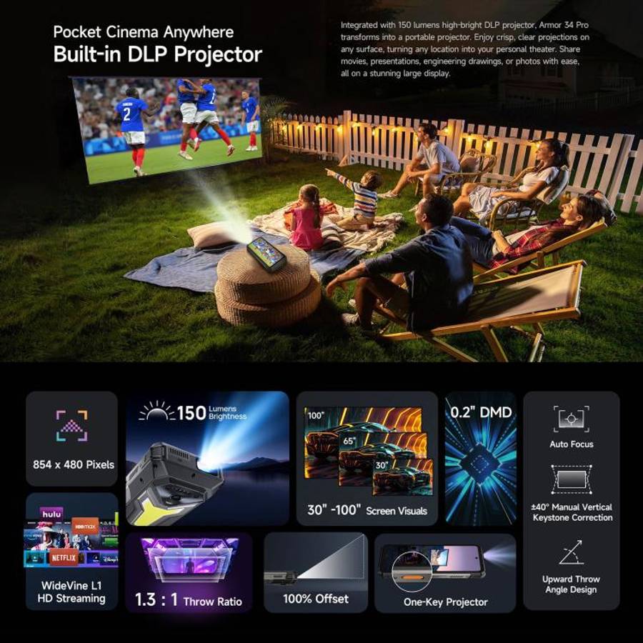 Ulefone Armor 34 Pro, 16GB+512GB, Night Vision, IP68/IP69K Rugged Phone, 6.95 inch Android 15 Med...