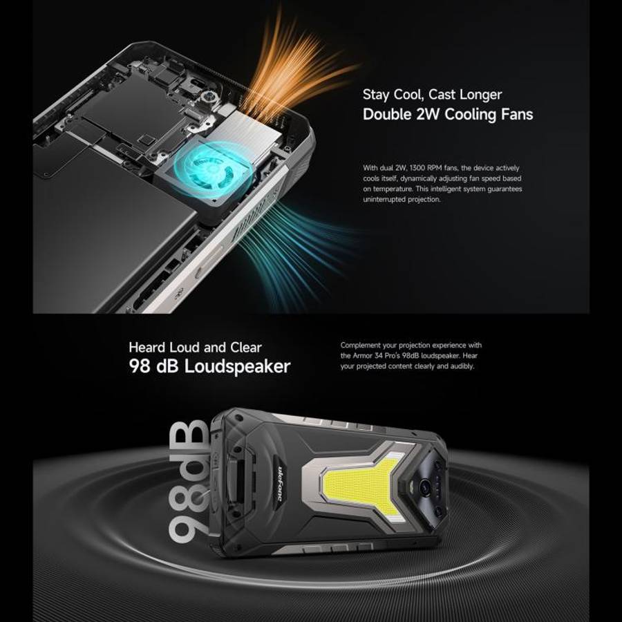Ulefone Armor 34 Pro, 16GB+512GB, Night Vision, IP68/IP69K Rugged Phone, 6.95 inch Android 15 Med...