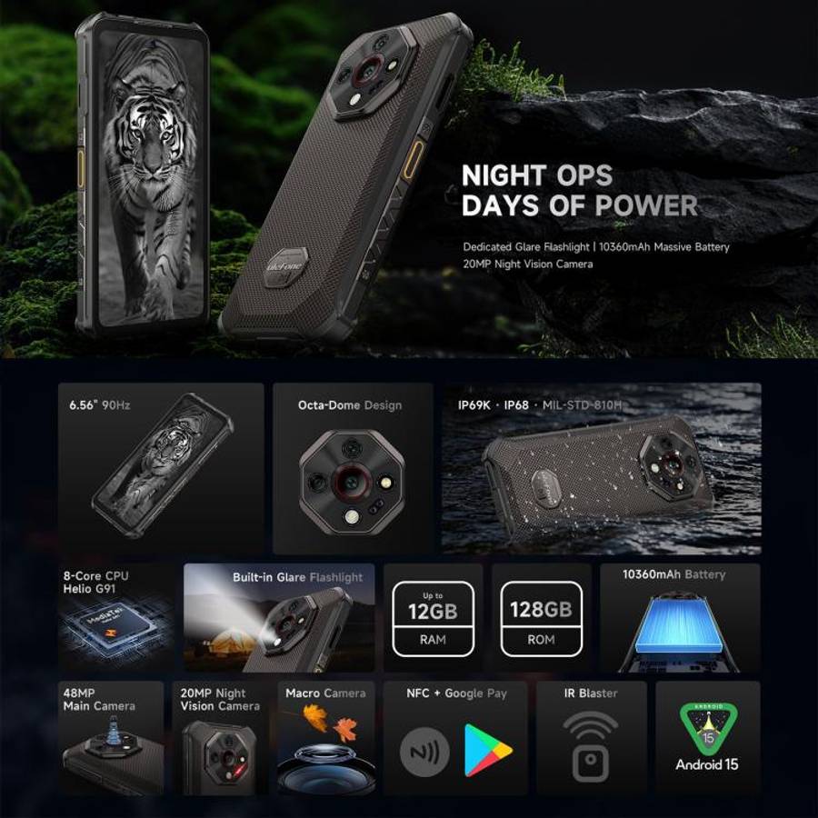 Ulefone Armor X16, 6GB+128GB, Night Vision, IP68/IP69K Rugged Phone, 6.56 inch Android 15 MediaTe...